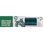 30M 100Ft Retractable Coil Hose with 5 Function Spray Gun Nozzle for Garden Watering and Cleaning Patio Decks
